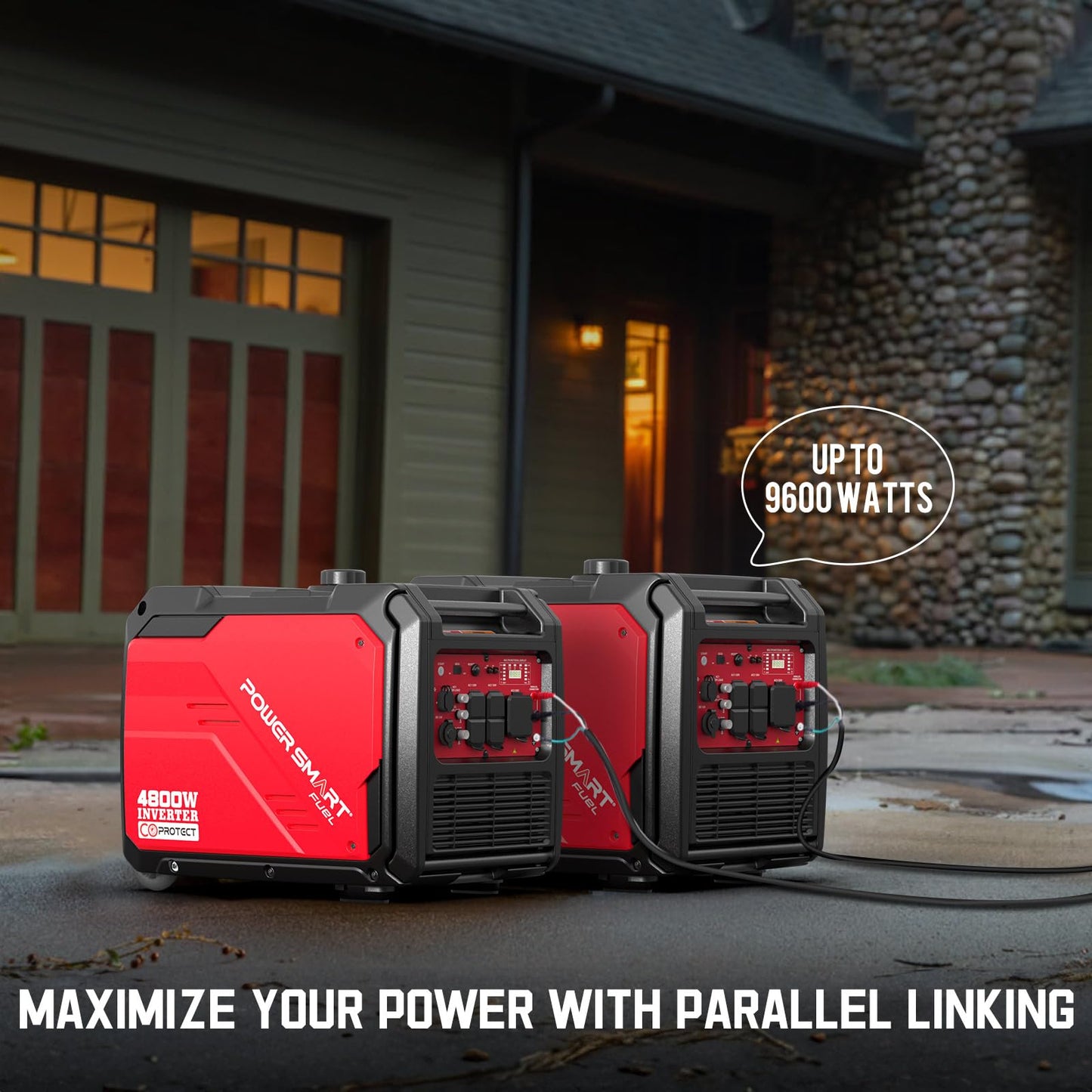 PowerSmart 4800W Portable Inverter Generator, Gas Power with Electric Start, Quiet & Parallel Ready and 30A Outlet, CO Guard, RV Ready & Home Backup, Gas Powered, Quiet & Clean Power
