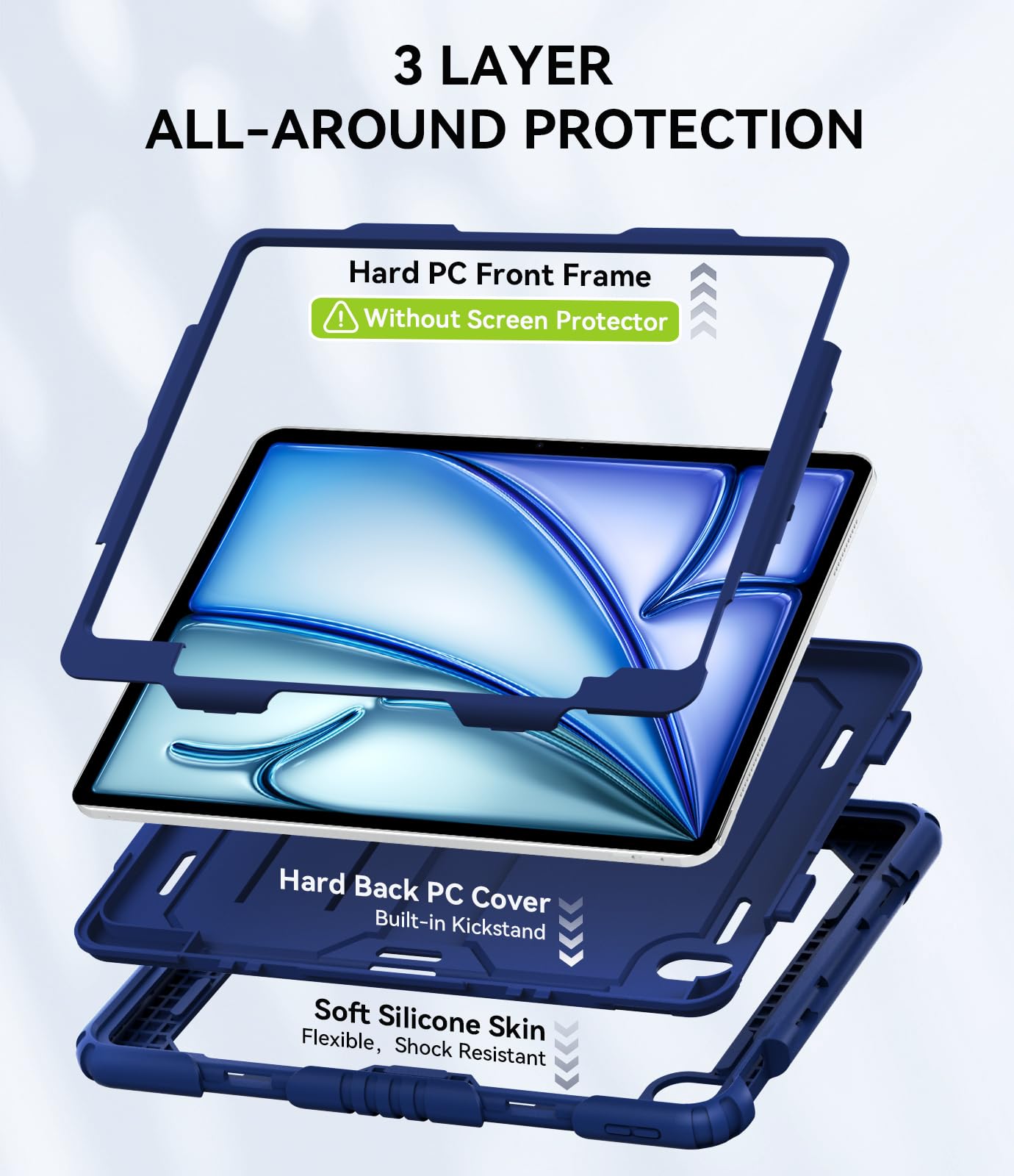 Okp Case For New Ipad Air 13 Inch M3 (2025), For Ipad Air 13-Inch M2 (2024), Heavy Duty Shockproof Rugged Ipad Air 13 Protec