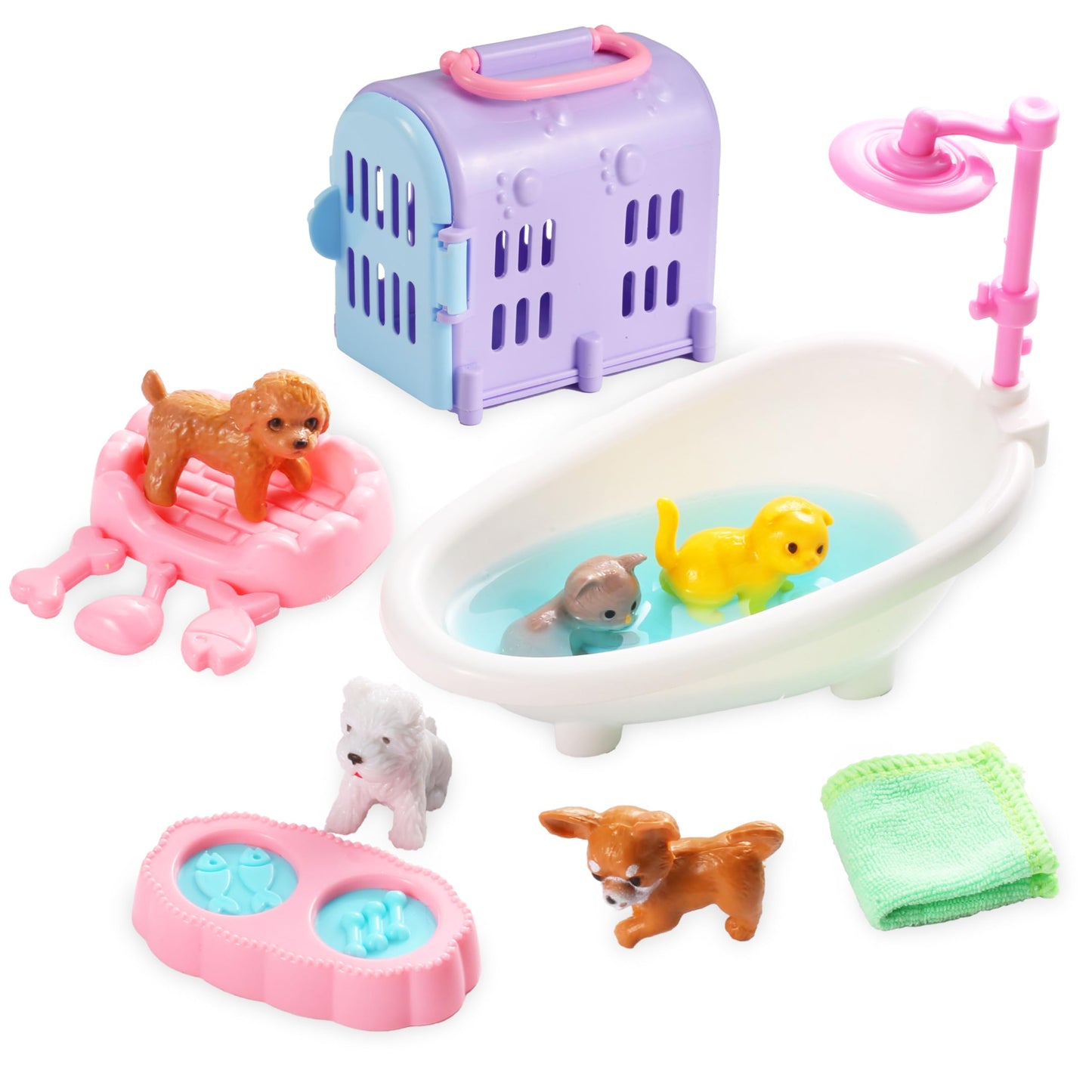 Carolart Pet Sensory bin,Dog and Cat Sandbox for Kids,Kids Play Sand Kit,Pet Play Set with Sensory Sand,Pet Care Play Set,Role Pretend Play Beach Toy Birthday Gift for Girls Boys 3 4 5 6 Years Old
