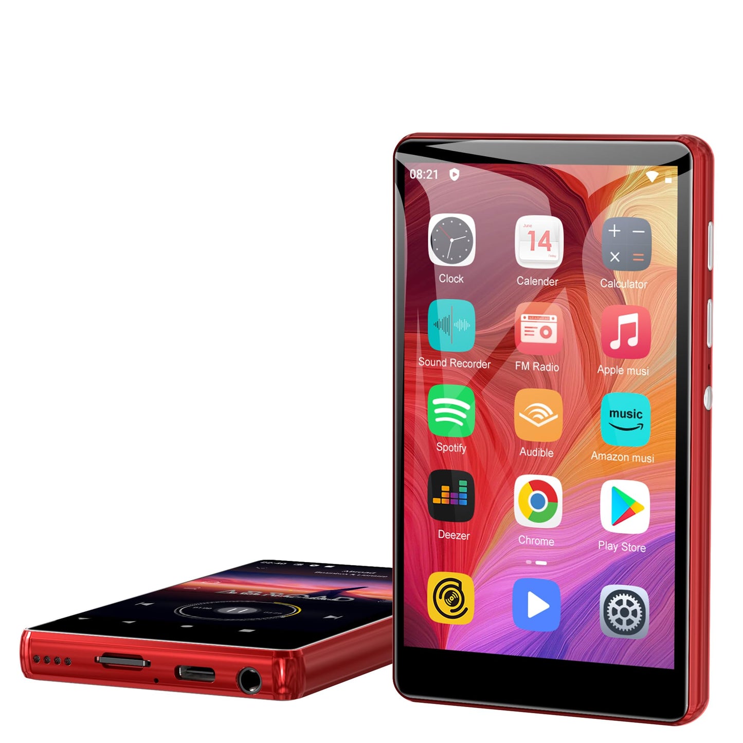 80GB MP3 Player with Spotify SWOFY M503 Pro MP3 & MP4 Player with Bluetooth and WiFi Pandora Amazon Music 4 Touch Screen Music Player with Audible Audiobooks Up to 512GB Red-New