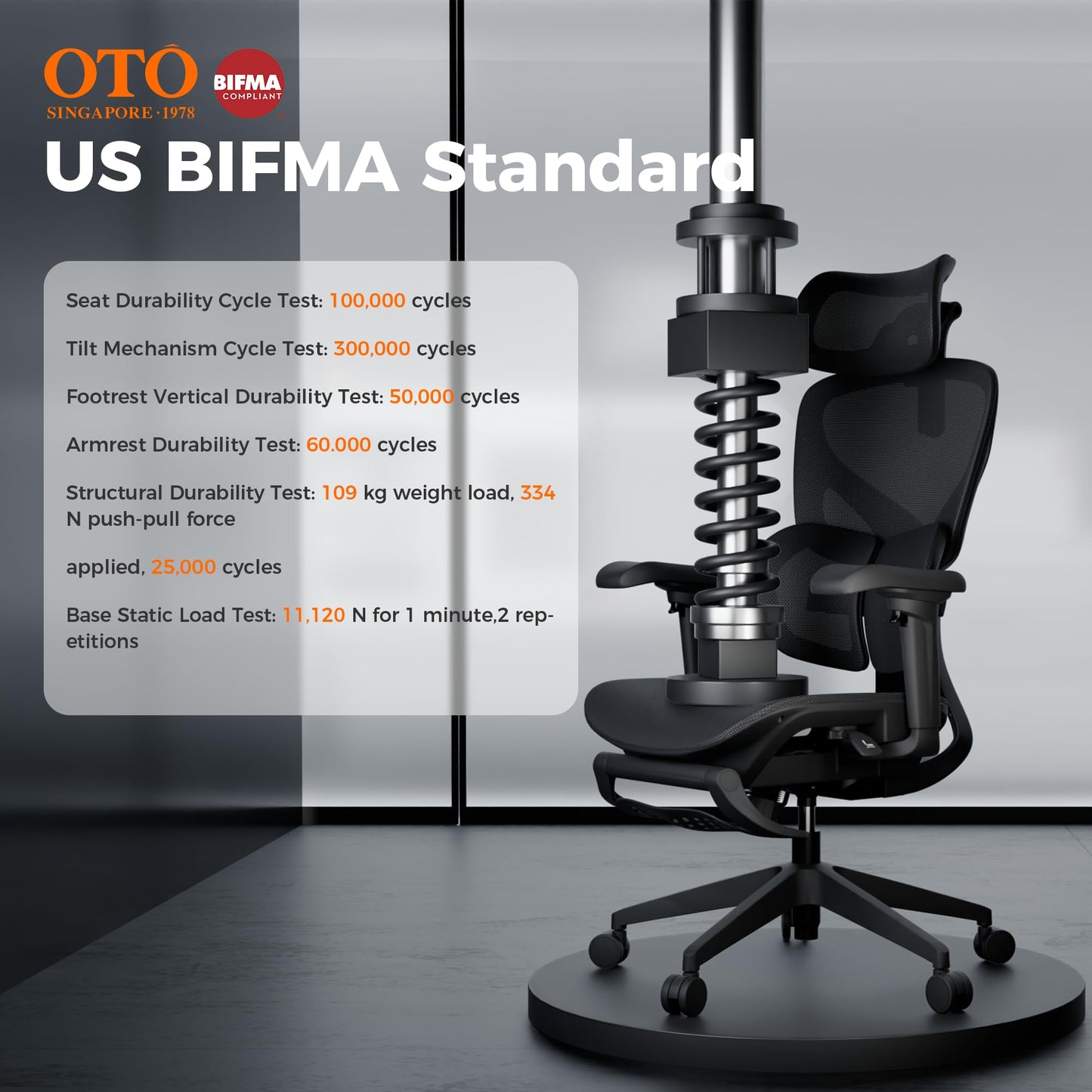 OTO Zenpex Ergonomic Mesh Office Chair, 1.96" Adjustable Seat Depth, Dynamic Lumbar Support, Extensible Footrest, Up to 300 lbs, 135° Recline Backrest for Home, Gaming & Executive Office