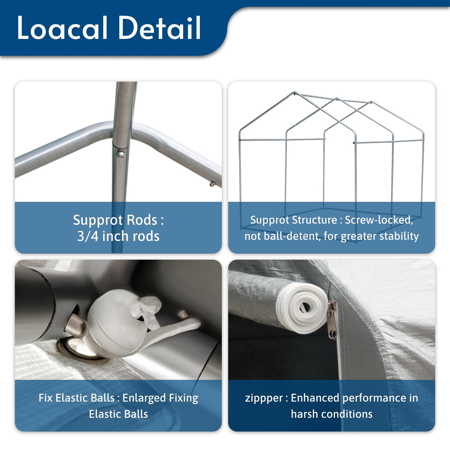 HOTEAGLE Sheds & Outdoor Storage, 3/4 inch Thick Support Rods & Bolted Frame (Not Socket), Rolled Up Doors and Ventilation Window, Portable Garage 6 x 4 ft