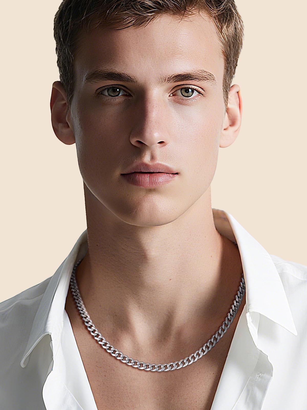 Supcare Mens Chain Necklaces 6mm Hypoallergenic Silver Cuban Link Chain for Men Boyfriend Birthday Gifts to My Man Promise Necklace Waterproof Stainless Steel Necklaces