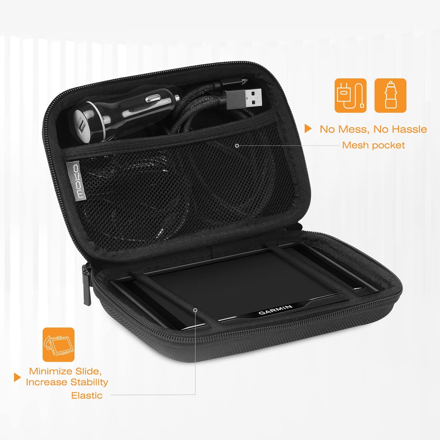 Moko 7-Inch Gps Carrying Case, Portable Hard Shell Protective Pouch Storage Bag For Car Gps Navigator Garmin/Tomtom/Magellan Wit