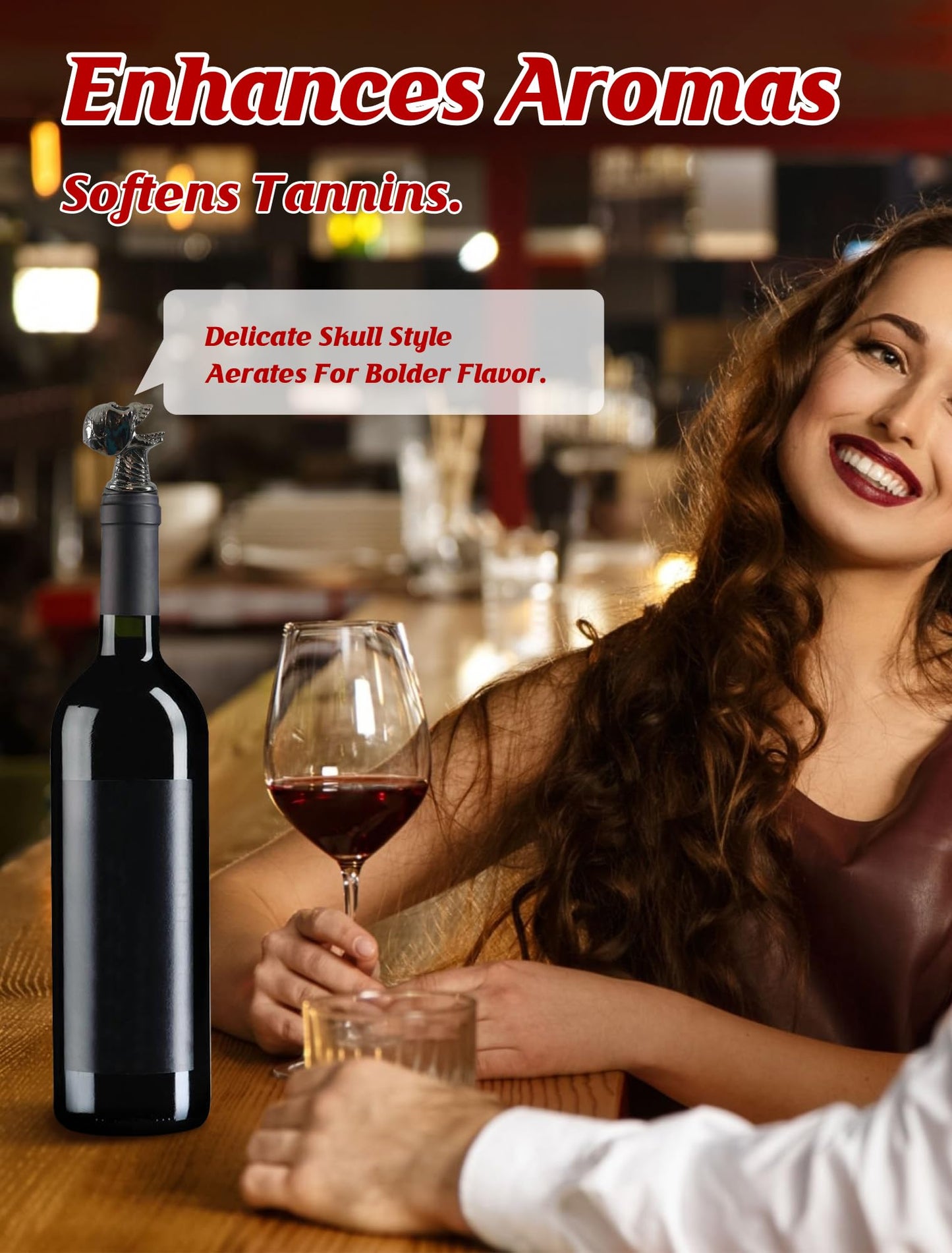 Skull Wine Aerator Pourer Spout, Olive Oil Liquor Bottle Decanter, Dark Grey Plated Creative Gifts for Alcohol Spirits Whiskey Lover