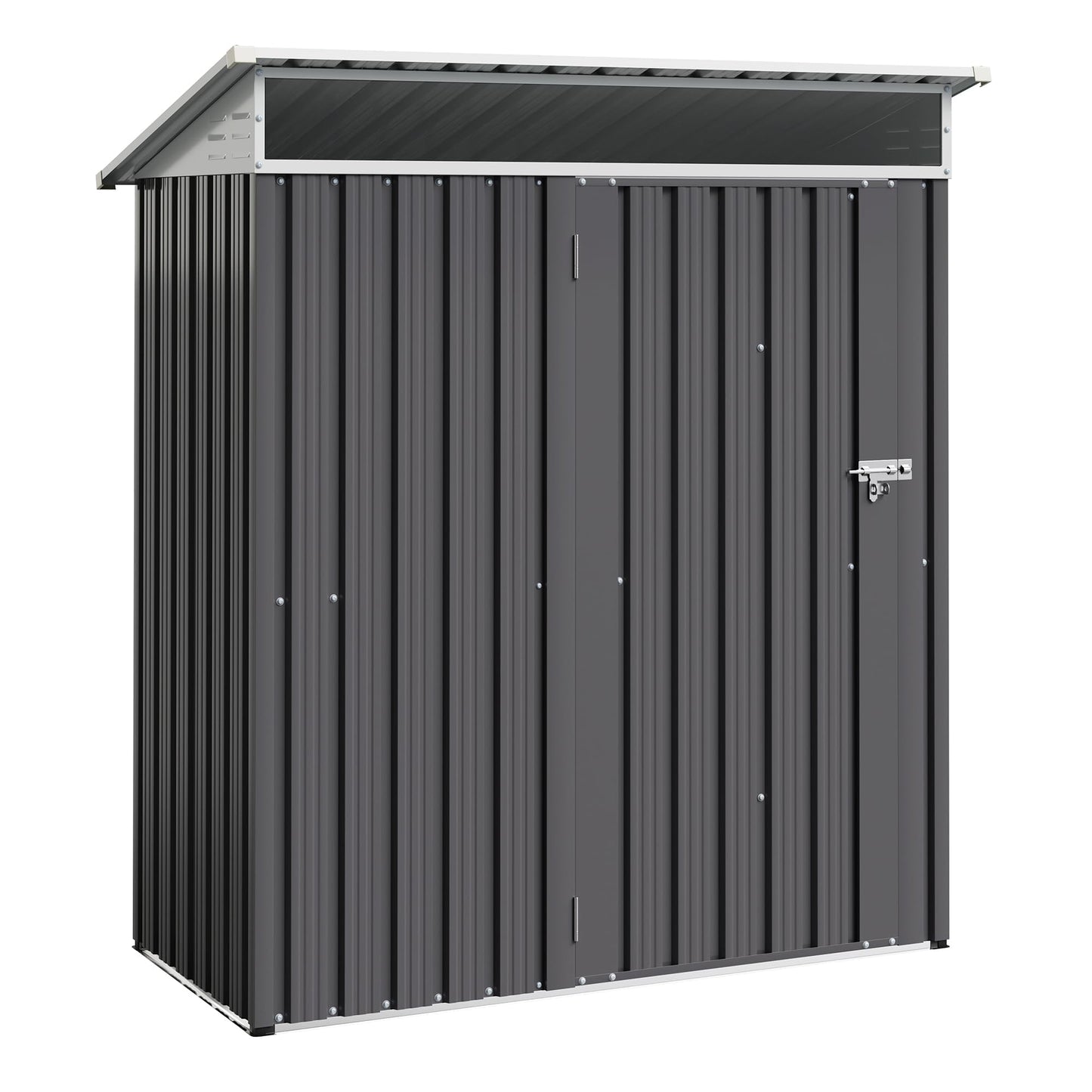 Shintenchi 5x3 FT Outdoor Storage Shed with Window, Outdoor Waterproof Storage Shed Metal Garden Shed with Lockable Single Door, Weather Resistant Tool Storage House Shed for Garden,Backyard,Dark Gray