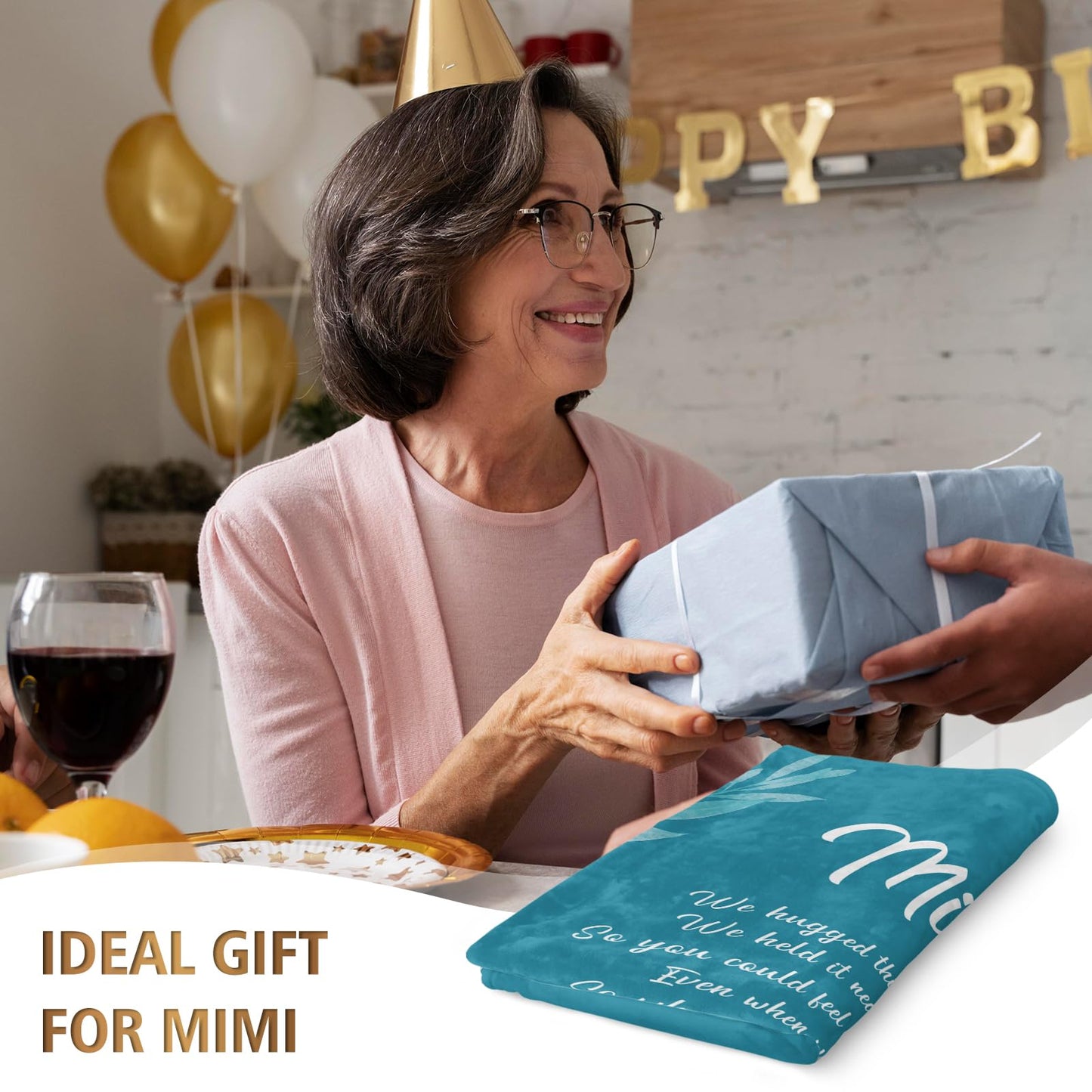 Afterprints Mimi Gifts Blanket, Birthday Gifts for Mimi, Mimi Gifts for Grandma on Grandparents Day, Soft Flannel Throw Blankets 50" x 60"