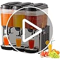 Commercial Beverage Dispenser, 3 Tanks 18 L/19QT Per Tank Juice Dispenser, 350w Stainless Steel Ice Tea Drink Machine with...
