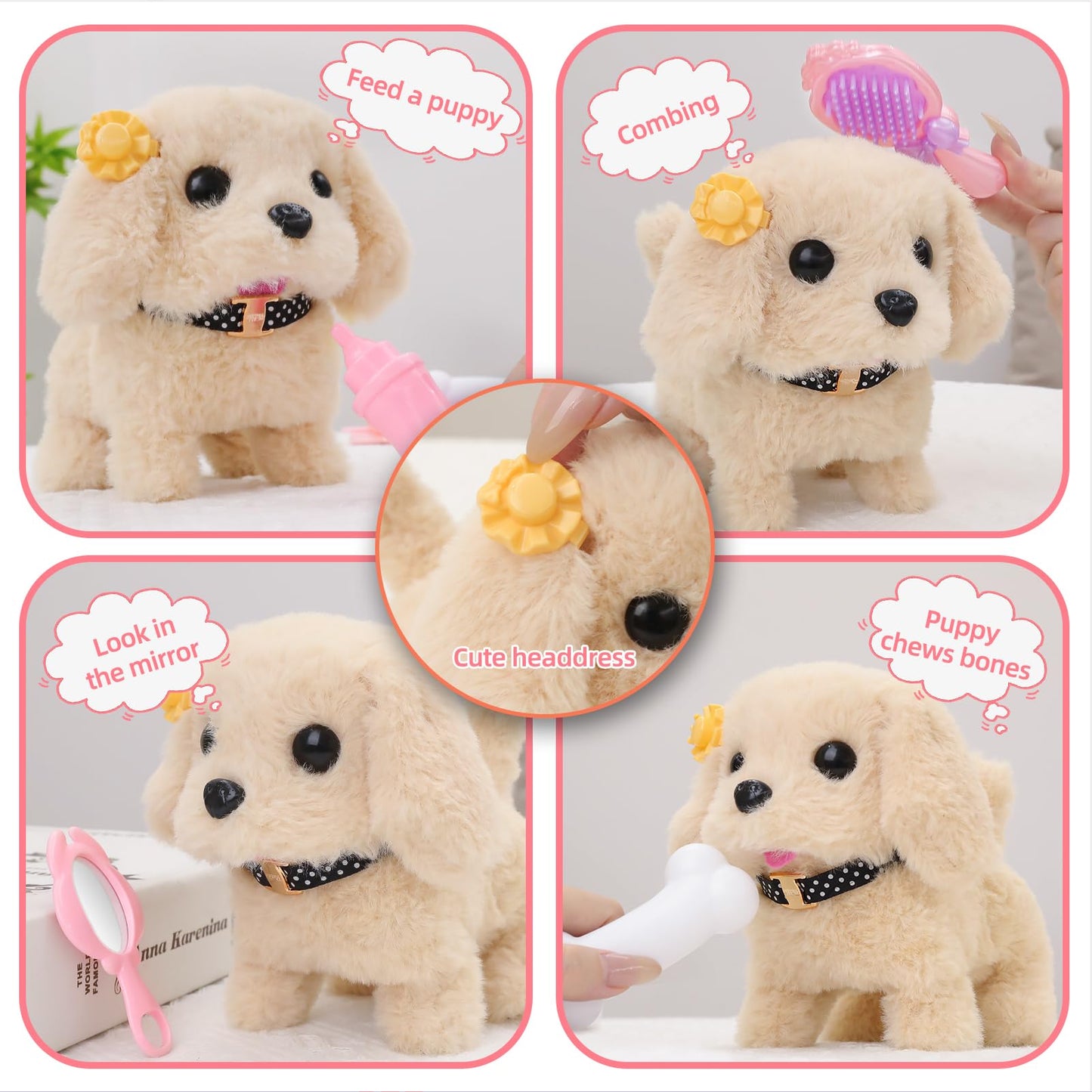 Vanvimen 16 Pcs Robot Dog Toys for Girls, Toys for 3 4 5 6 7 8 Year Old Girls Kids Boys, Realistic Robot Puppy Toys for 5-7 6-8, Ideas Birthday Gifts for Girl 3 4 5 6 Year Old