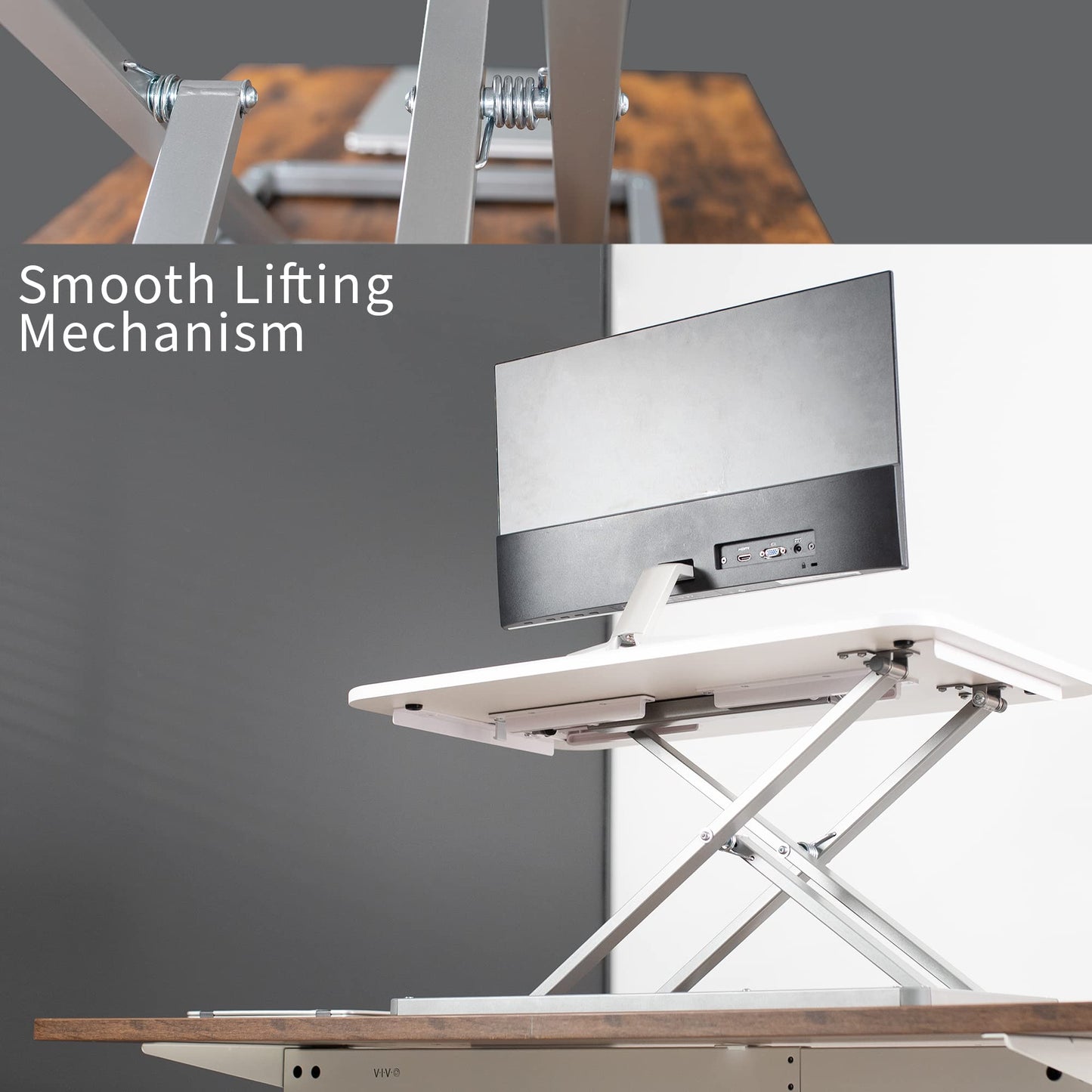 Vivo Economy Single Top Height Adjustable 29 Inch Standing Desk Converter, Sit Stand Tabletop Monitor And Laptop Riser Platform