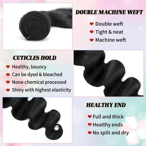 KAITHLYPO 12A 26 Inch Body Wave Bundles Human Hair 100% Unprocessed Brazilian Virgin Weave Quick Wavy Human Hair Bundles