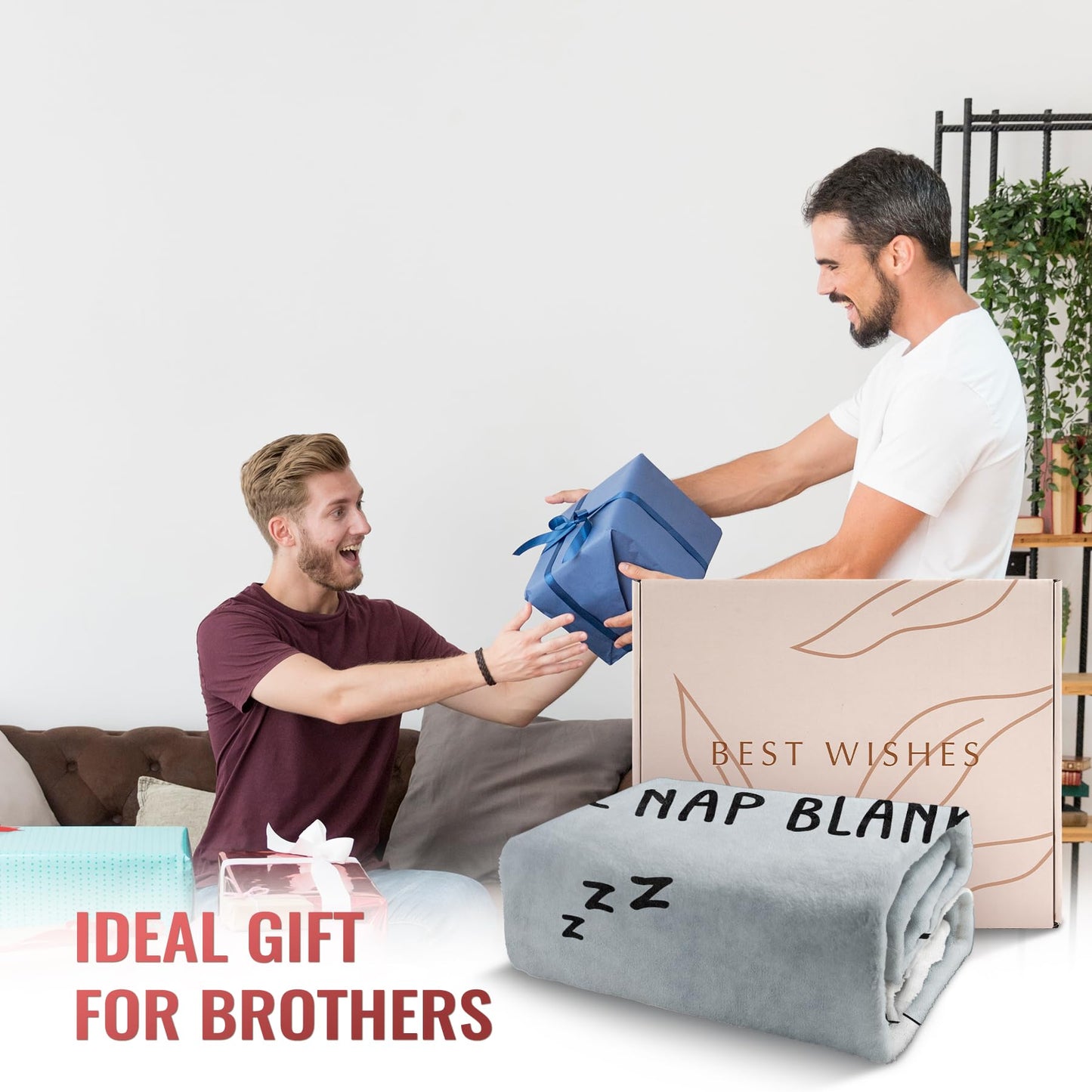 musaecoin Gifts for Brother Blanket, Brother Gifts from Sister, Funny Birthday Graduation for Adult Brothers, Soft Flannel Throw Blanket 60" x 50"