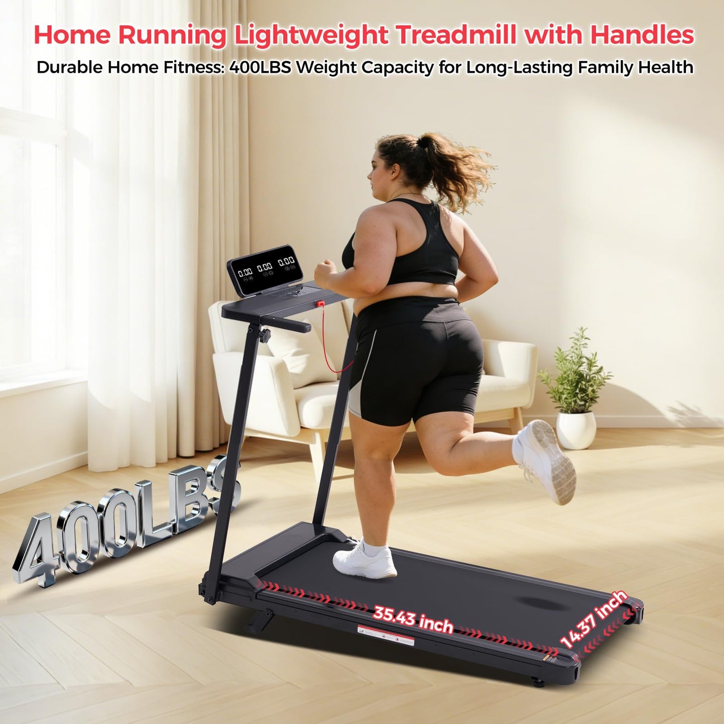 Walking Pad Treadmill with Handle Bar & Incline, 0.6-10MPH Portable Small Treadmills for Home Small, 3.5HP Walking Pad Treadmill with Incline, 400LBS Electric Mini Treadmills for Home Exercising