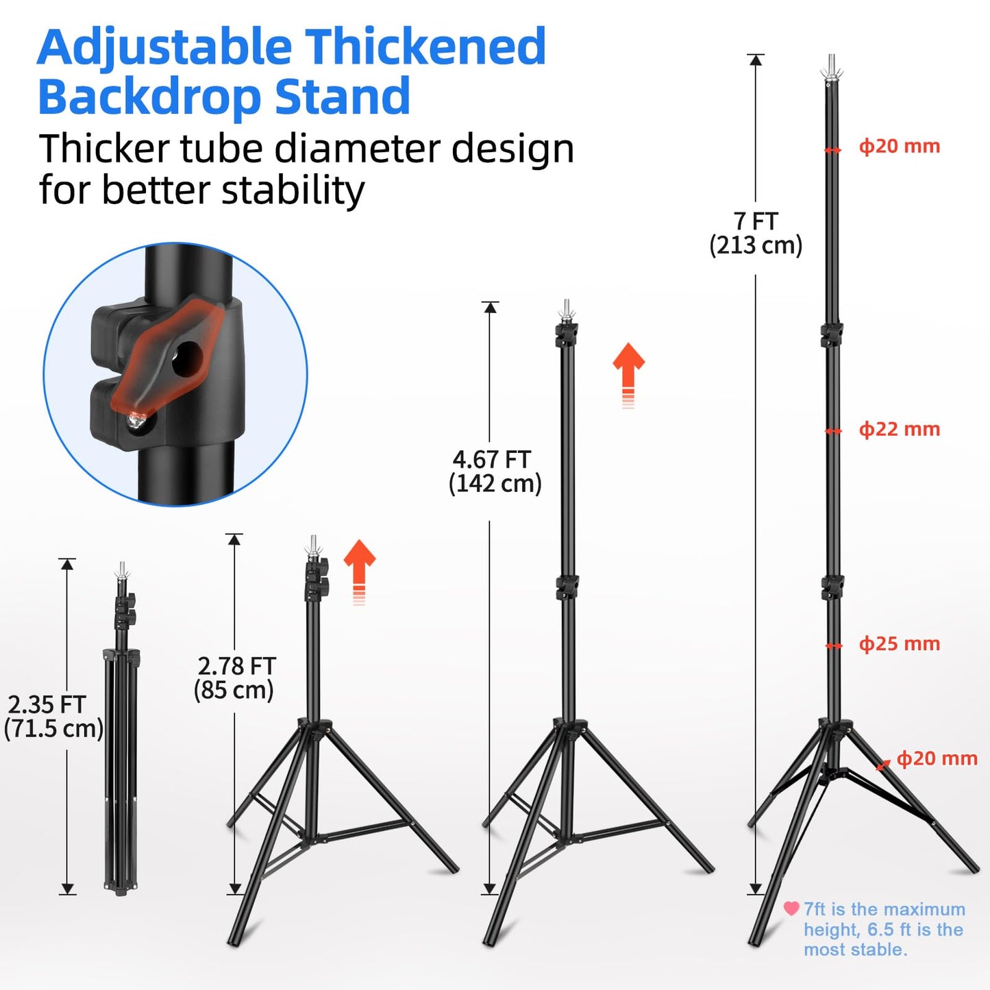 Hemmotop Photo Backdrop Stand, 10x7 ft Background Stand for Photoshoot, Adjustable Backdrops Support kit with Carry Bag for Parties, Photography, Projector Screen, Wedding, Decoration, Balloons