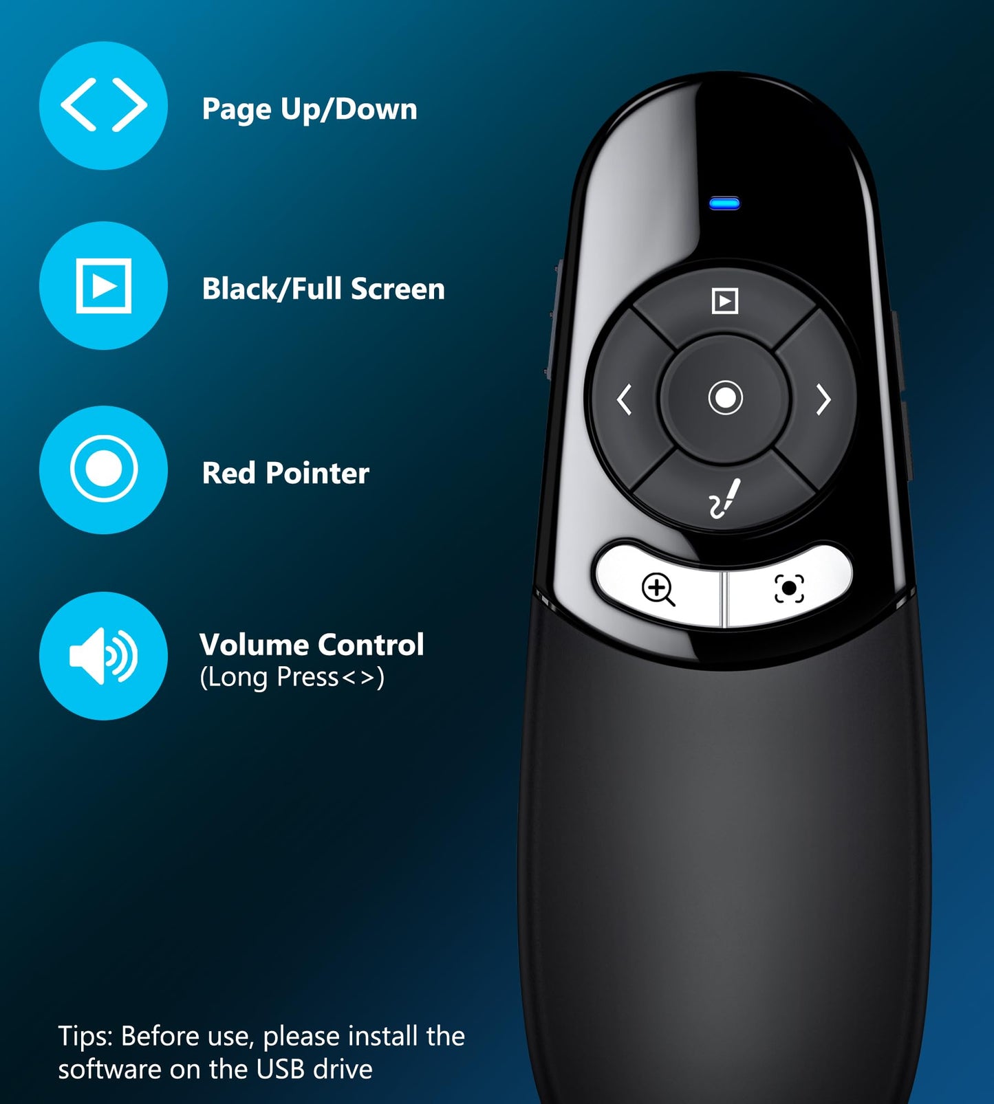 Presentation Clicker For Tv Led Lcd Screen Digital Presentation Clicker W Magnifier Highlight,2 In 1 Type C Presenter Remote Poi