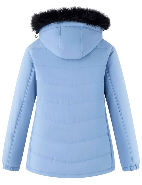 Skieer Women's Plus Size Ski Jacket Waterproof Raincoat Windproof Insulated Winter Jacket(Blue Haze,3XL)
