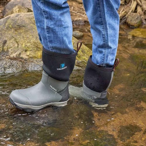 Trudave Rubber Rain Boots for Women, Neoprene Insulated Mud Work Boots, Anti-slip Breathable Mid-calf Womens Waterproof Boots for Garden, Water Fishing, Black, Size 9