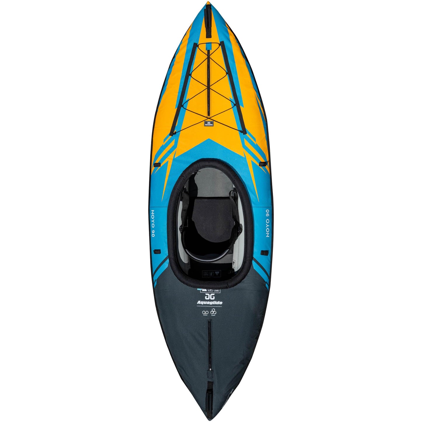 AQUAGLIDE Noyo 90 Inflatable 9 FT Kayaks for Adults Packable Family Friendly Adaptable 1 Person Single Rider Blow Up Touring Kayaking for Recreational Angler Fishing Hunting