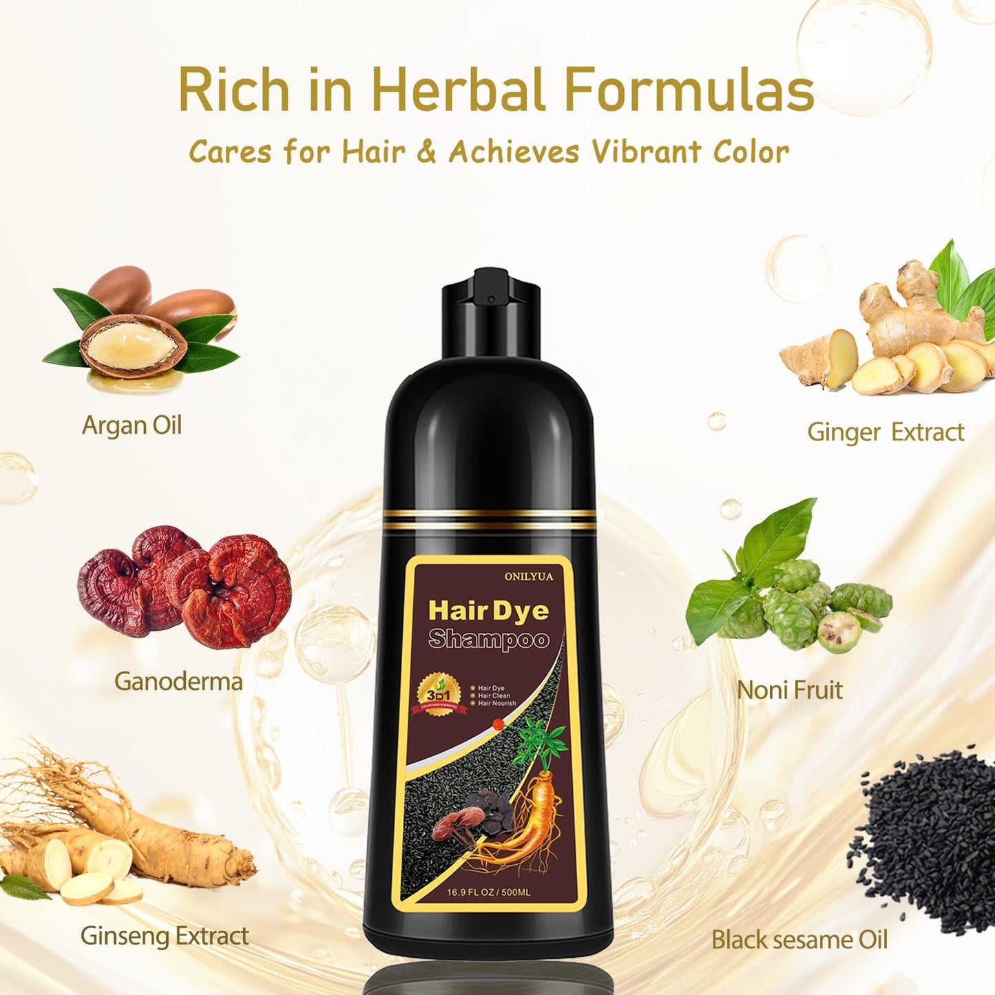Dark Brown Hair Dye Shampoo 3 in 1, Hair Color Shampoo for Gray Coverage, Long Lasting Brown Hair Dye, Champu Para Canas, Works