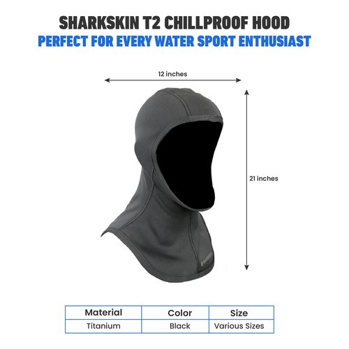 Sharkskin Titanium 2 Chillproof Hood, Wetsuit Hood for Men and Women with Titanium Far Infrared Nano-Technology, Lightweight and Breathable, X-Large