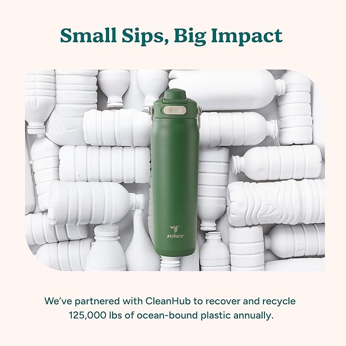 REDUCE Aura Vacuum Insulated 26 oz Water Bottle - Leak-Proof & Chug Spout for Quick Hydration - Keeps Drinks Cold for 30 Hours - Removable Handle for Travel or Gym - Soft Sit Base - Phantom