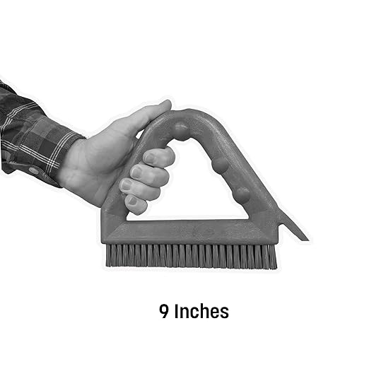 SPARTA Plastic Commercial Grout Brush, Triangle-Shaped Scrub Brush with Scraper and Two Threaded Holes for Attaching Handle (Sold Separately), 9 x 7 x 7 Inches, Brown, (Pack of 4)
