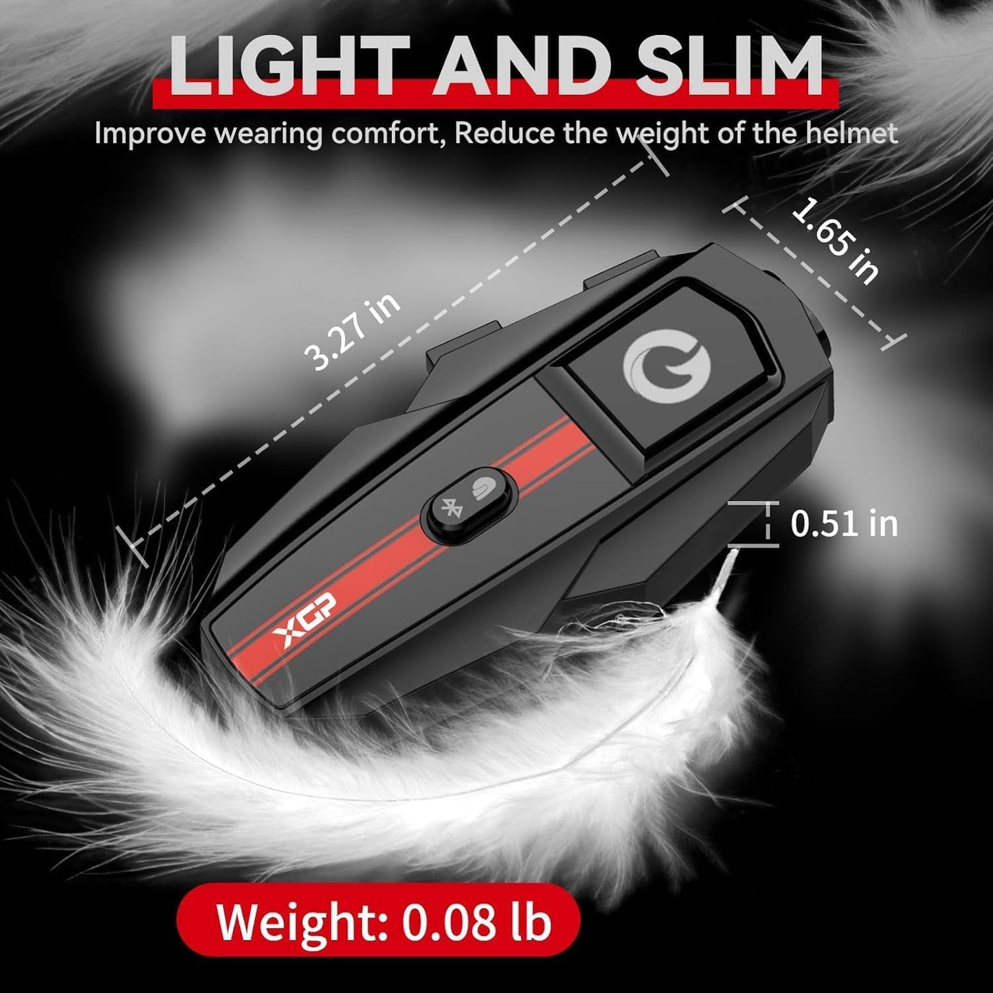 XGP Motorcycle Bluetooth Headset V5.2 with Music Sharing, 2-Way Motorcycle Helmet Bluetooth with IP67 Waterproof, Helmet Intercom Communication Systems with Strong Bass for Snowmobile/ATV/Ski, 1 Pack