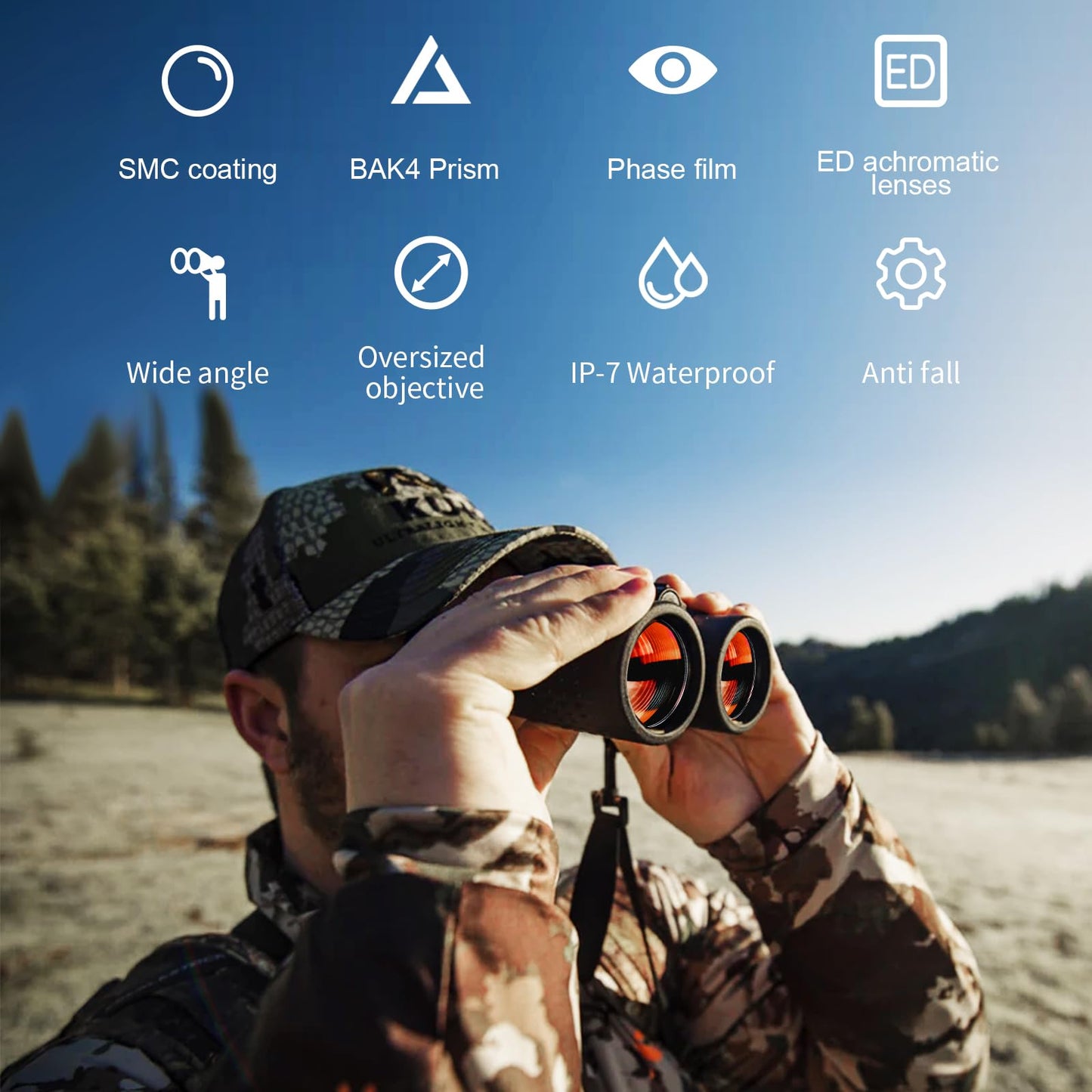 Premium ED HD Binoculars 8x42 for Adults, Waterproof & Fogproof with Magnesium Alloy Body, BAK4 Prism - High Power Binoculars for Bird Watching, Hunting, Travel & Outdoor Sports, Compact