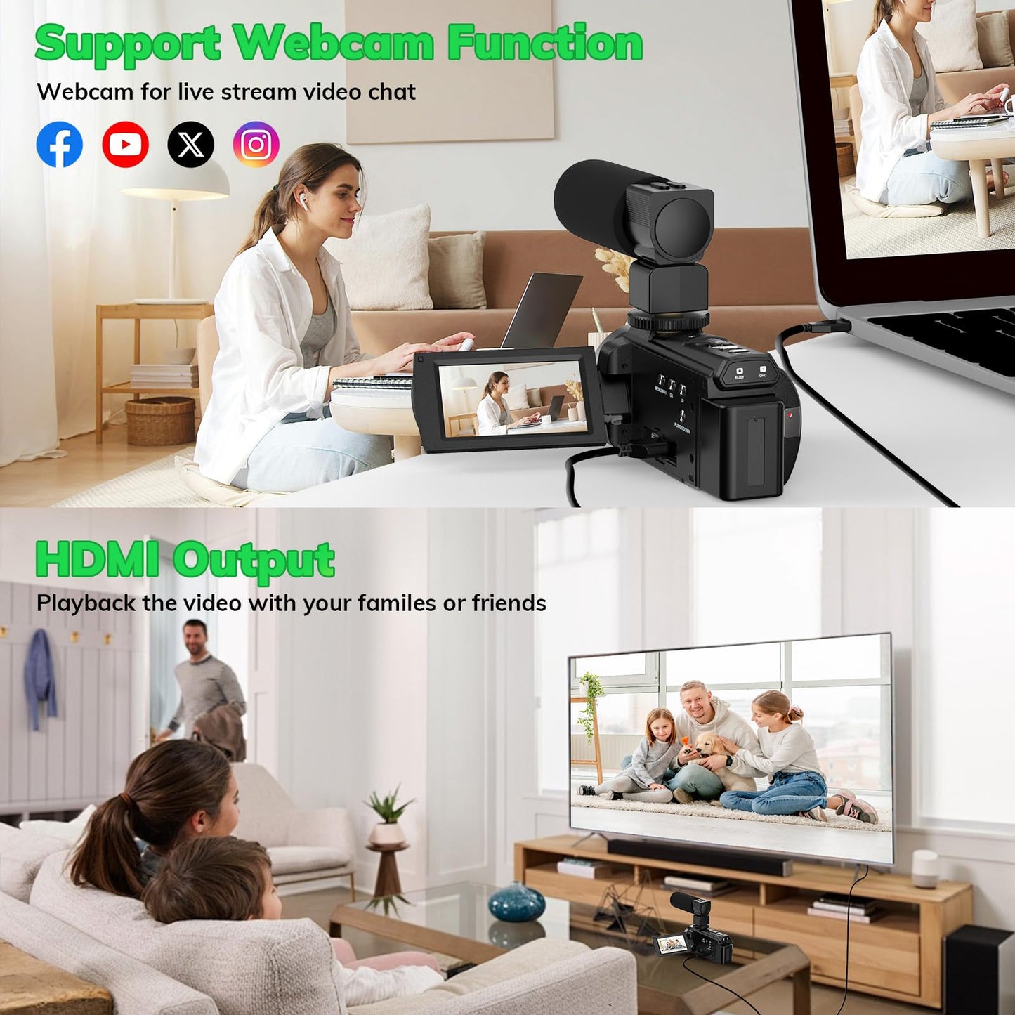 5K Video Camera Camcorder Uhd 48Mp 60Fps Wifi Vlog Camera For Youtube 10X Optical Zoom Camcorders With Remote Control, Handheld