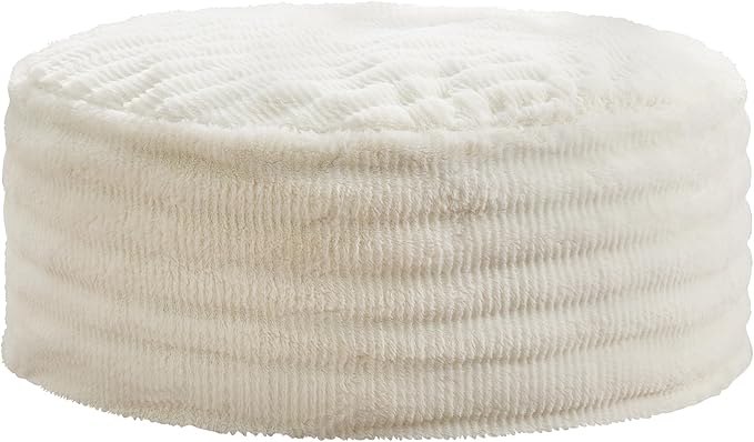 Hobestluk Bean Bag Chairs Beanbag Chair with Filler Adult Bean Bags with Fluffy Ripple Cover, Giant Bean Bag Chairs for Adults (White, 5FT - 50" x 50" x 24")