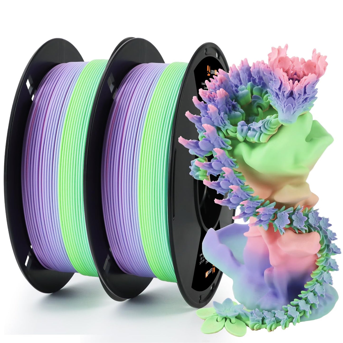 LOVOON 3D Printing Filament Bundle 2KG Matte Rainbow Gradient PLA Filament 1.75mm Color Changing Printer Filaments Multicolor Sh