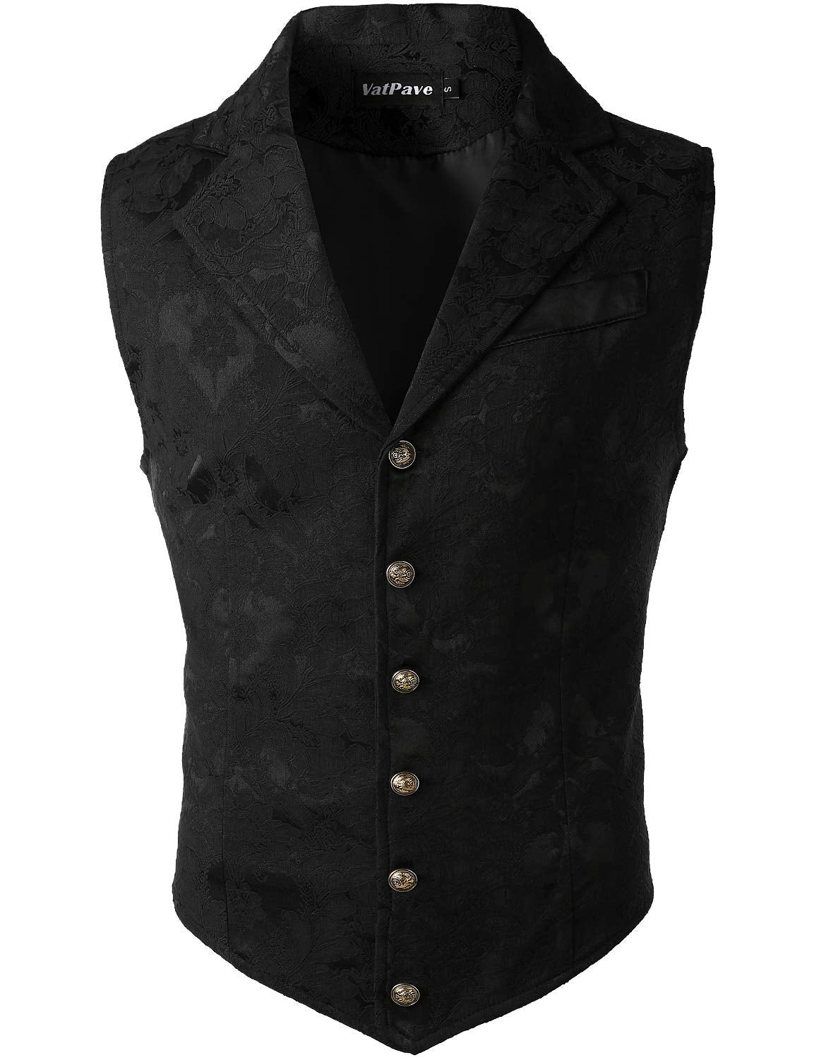VATPAVE Mens Victorian Suit Vest Steampunk Gothic Waistcoat Large SU14 Black