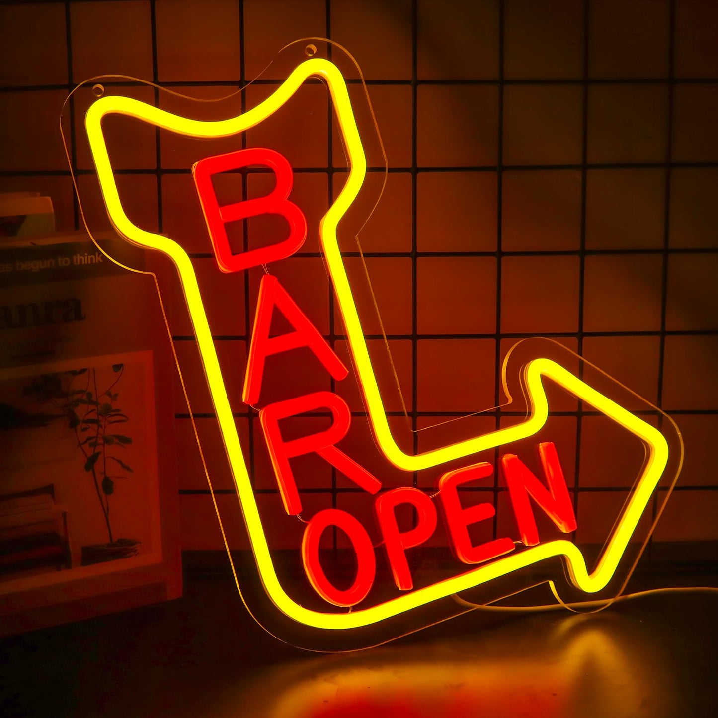 qbanziou Bar Open Neon Signs for Wall Decor,Open Signs for Business,Led Neon Light for Man Cave, Bar,Pub,Christmas Birthday Party Gift