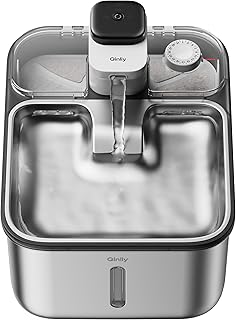 Stainless Steel Cat Water Fountain Wireless for Cats Indoor, 3.6L/123oz Automatic Metal Dog Water Dispenser,Cordless Batte...