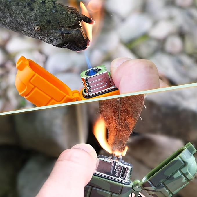 2 Pack Waterproof Outdoor Lighter Plasma Windproof Torch Lighters Dual Arc Lighters Electric USB Rechargeable Lighter Flameless EDC Camping Adventure Survival Tactical Gear