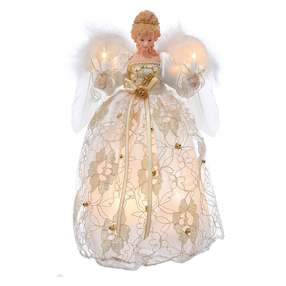 Kurt Adler UL 10-Light 12" Ivory and Gold Angel Treetop