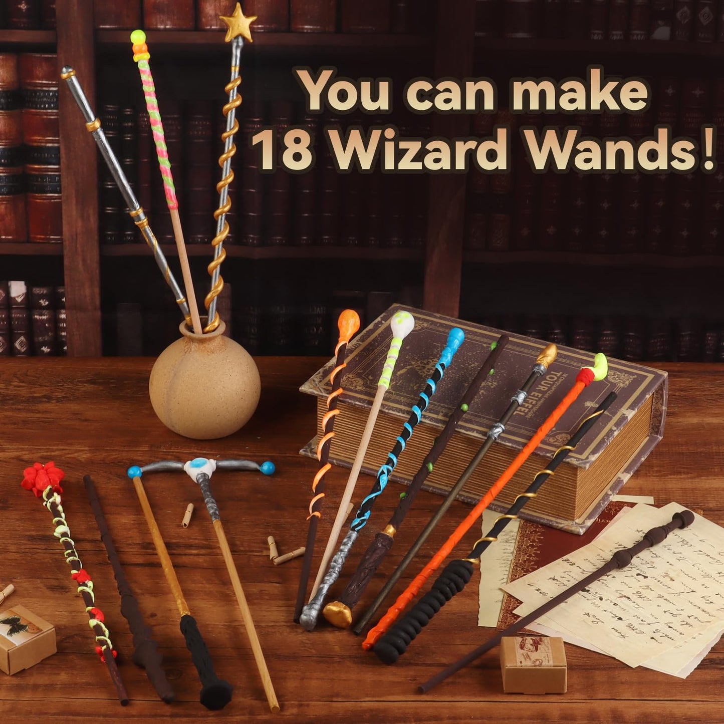 ColoPlay 53 PCS Wizard Magic Wand Making Kit DIY Crafts for Kids Adult Wizard Wand Birthday Party, Christmas, Halloween Party Favors