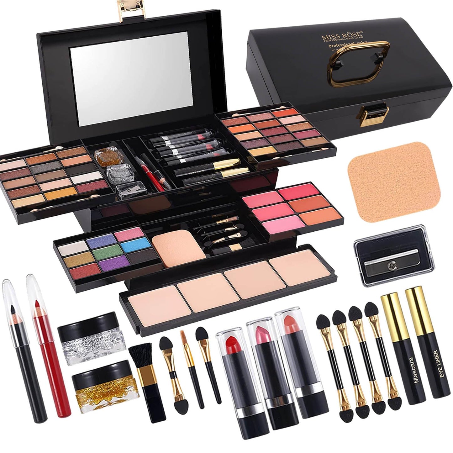 MISS ROSE M 58 Color Professional Makeup pallet, Makeup Kit for Women Full Kit, All In One Makeup Set, Makeup Gift Set for women&girls&teens (331N)