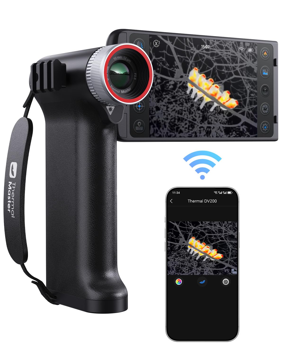 Thermal Master DV2 - Birding Thermal Monocular, 1093 Yards Night Vision Infrared Camera with 50Hz, 15mK NETD, 5'' Rotatable Screen, 256x192 Ir Resolution, 10mm Manual Len, Wildlife Observation, Black