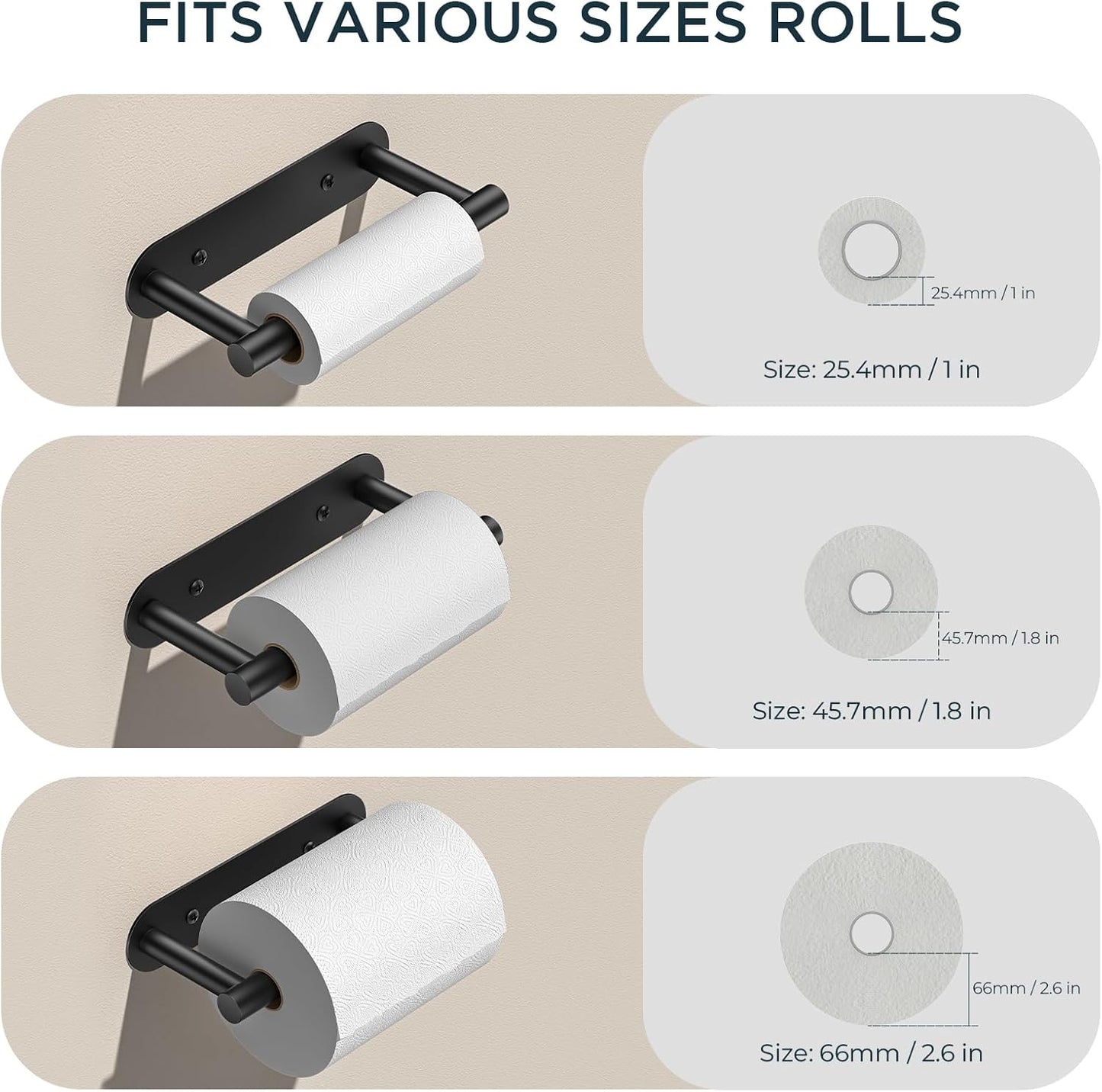 FORIOUS Black Toilet Paper Holder, Adhesive or Wall Mounted Options, Stainless Steel Rustproof Stick on no Drilling Double Post Pivoting Toilet Tissue Roll Holder for Bathroom,2 Pack Matte Black