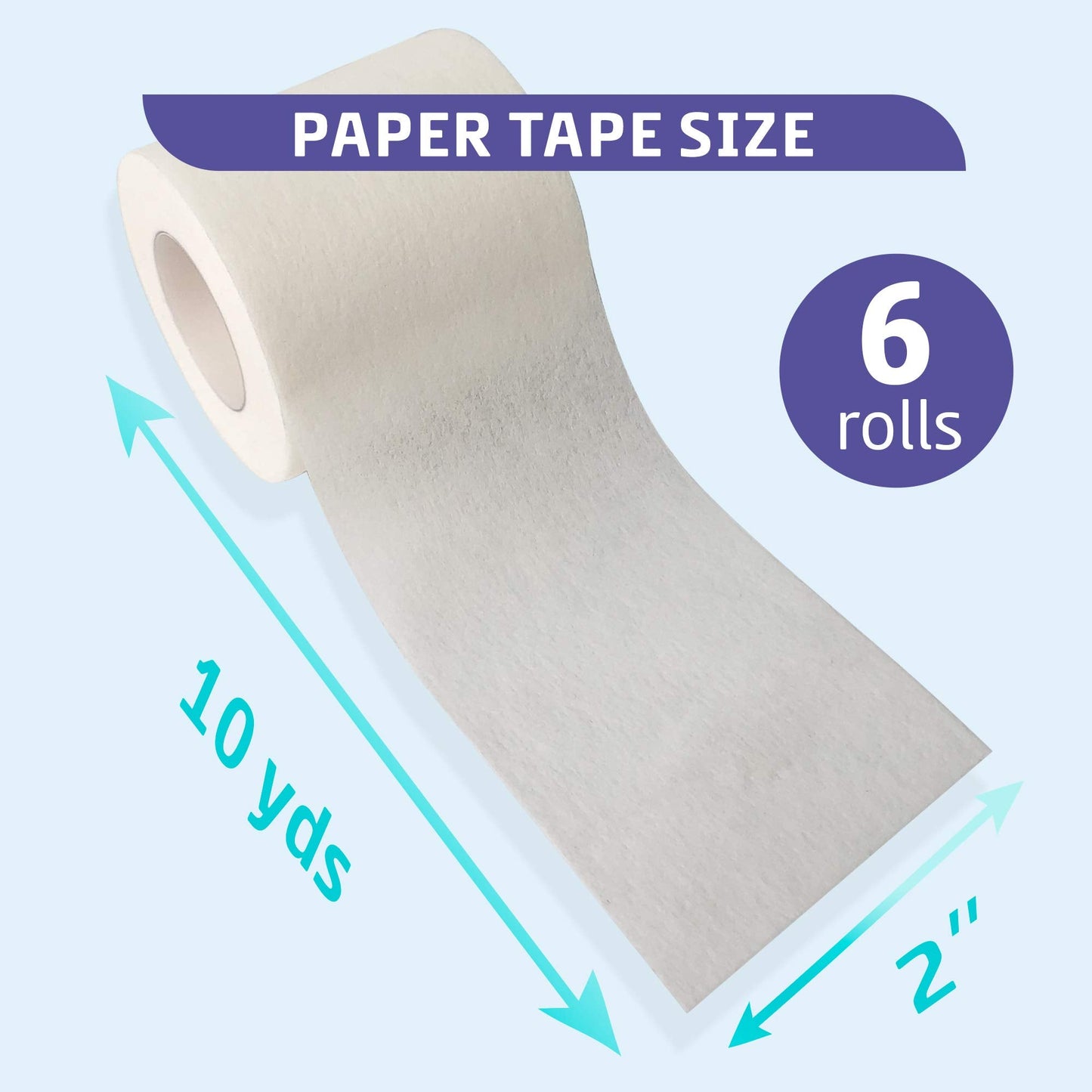 Conkote Soft Paper Surgical Tape 2" x 10 Yards, Gentle Adhesion and Hypoallergenic, 6 Rolls