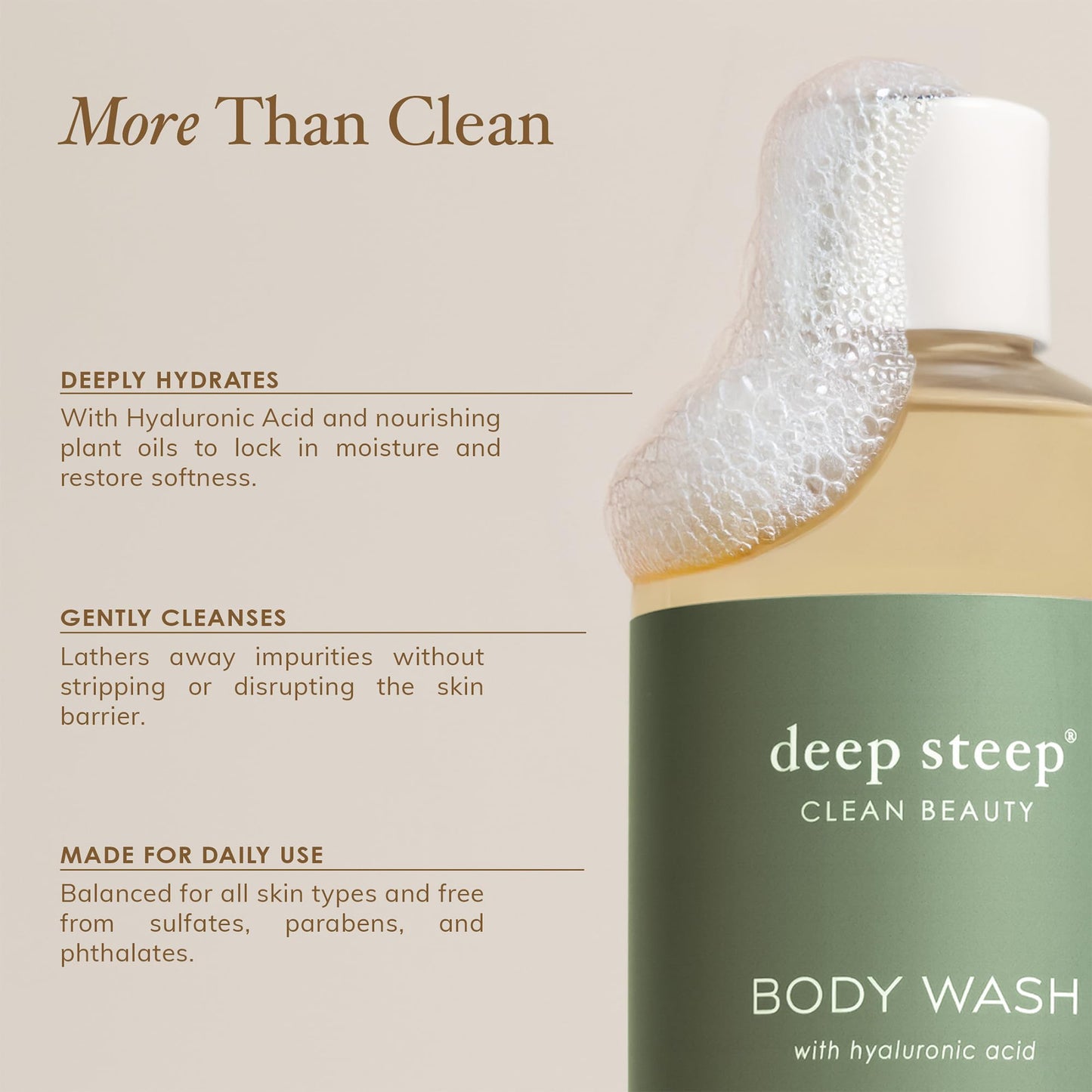 Deep Steep Body Wash, Lavender Vanilla, 17 oz - Hydrating Shower Gel with Hyaluronic Acid, Shea Butter, Aloe Vera & Argan Oil -