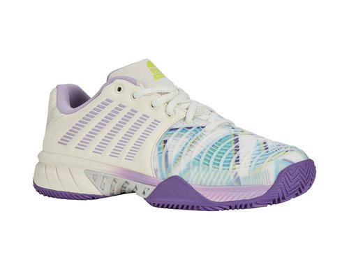 K-Swiss Women's Express Light 3 Padel Shoe, Snow White/Purple Heart/Evening Primrose, 10 M