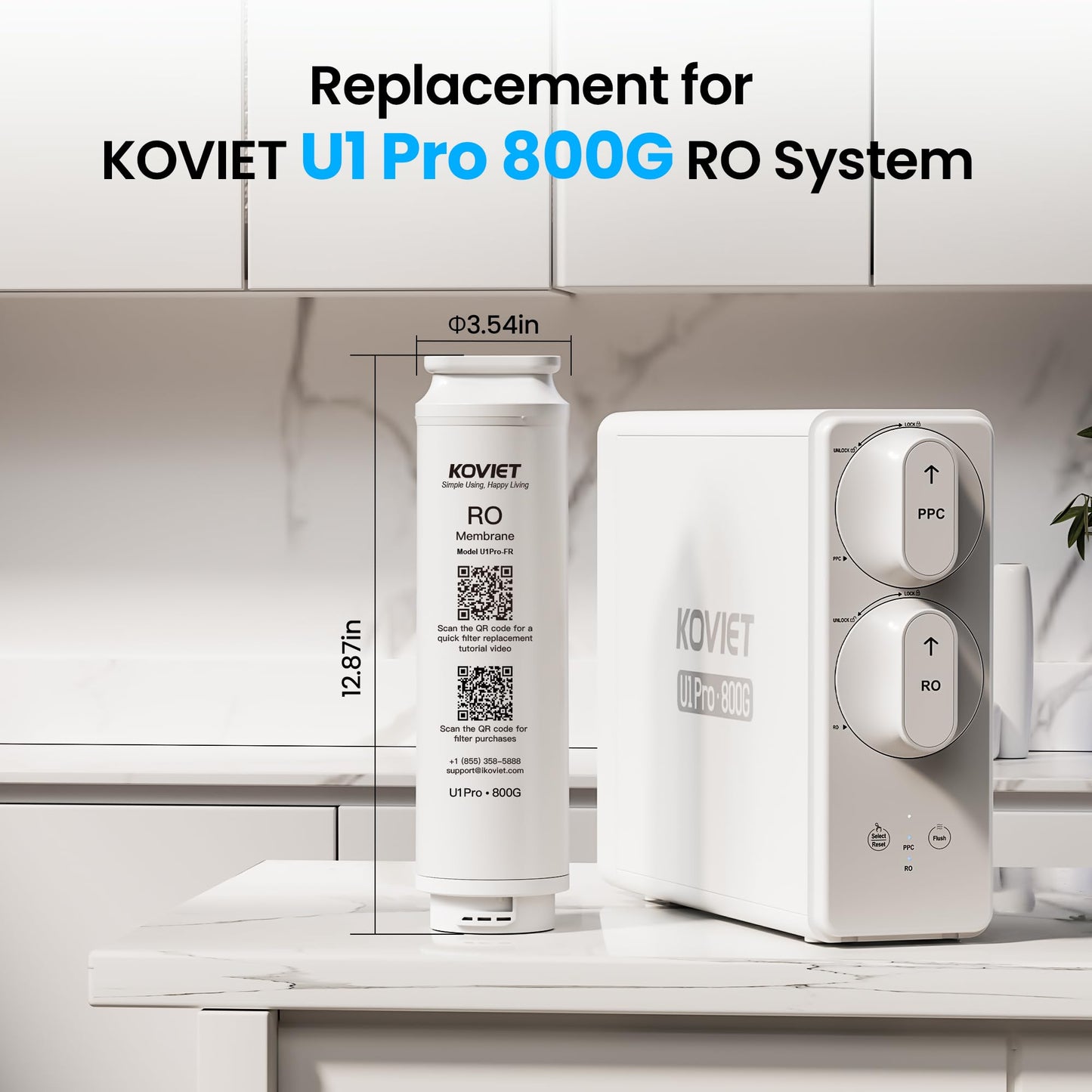 KOVIET U1 Pro 800-RO Filter, Replacement For U1 Pro Reverse Osmosis System, 3-Year Lifetime, Reduces PFAS