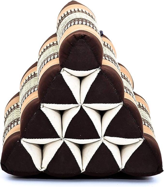 Leewadee Triangle Cushion – Comfortable Backrest for TV or Reading, Incline Pillow for Relaxing Made of Kapok, 20 x 13 x 13 inches, Brown
