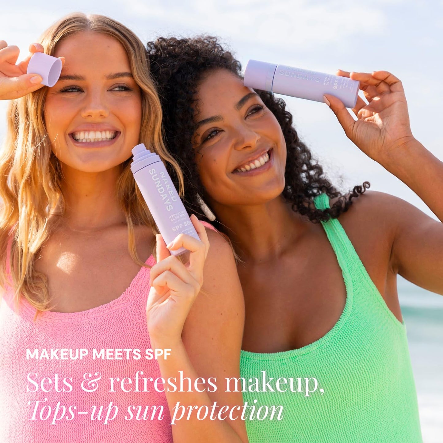 Naked Sundays SPF 50+ Hydrating Glow Face Mist, Daily Facial Setting Spray & Sunscreen for Healthy Skin, Lightweight & Non-Greas