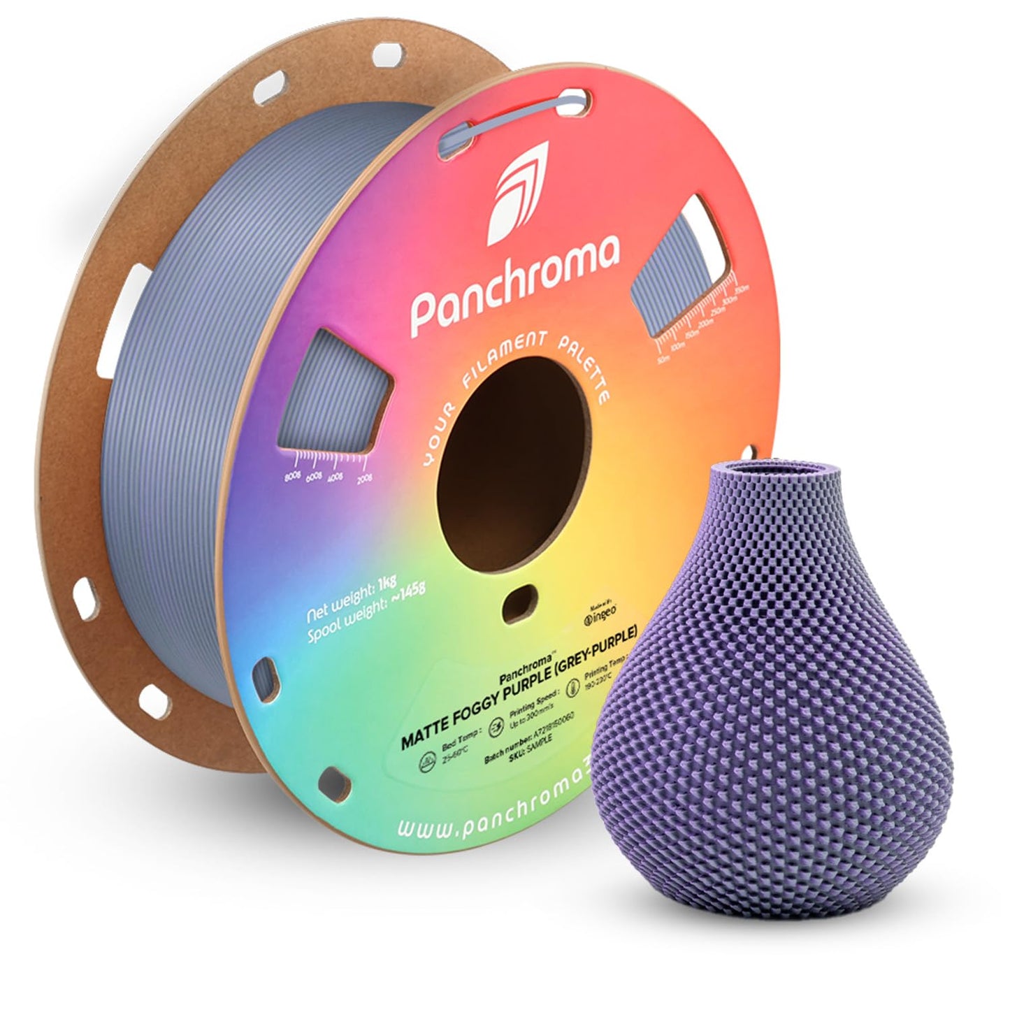 Polymaker Panchroma Dual Color Matte PLA Filament, Matte Foggy Purple (Grey-Purple) 1.75mm 3D Printing Filament, 3D Printer PLA