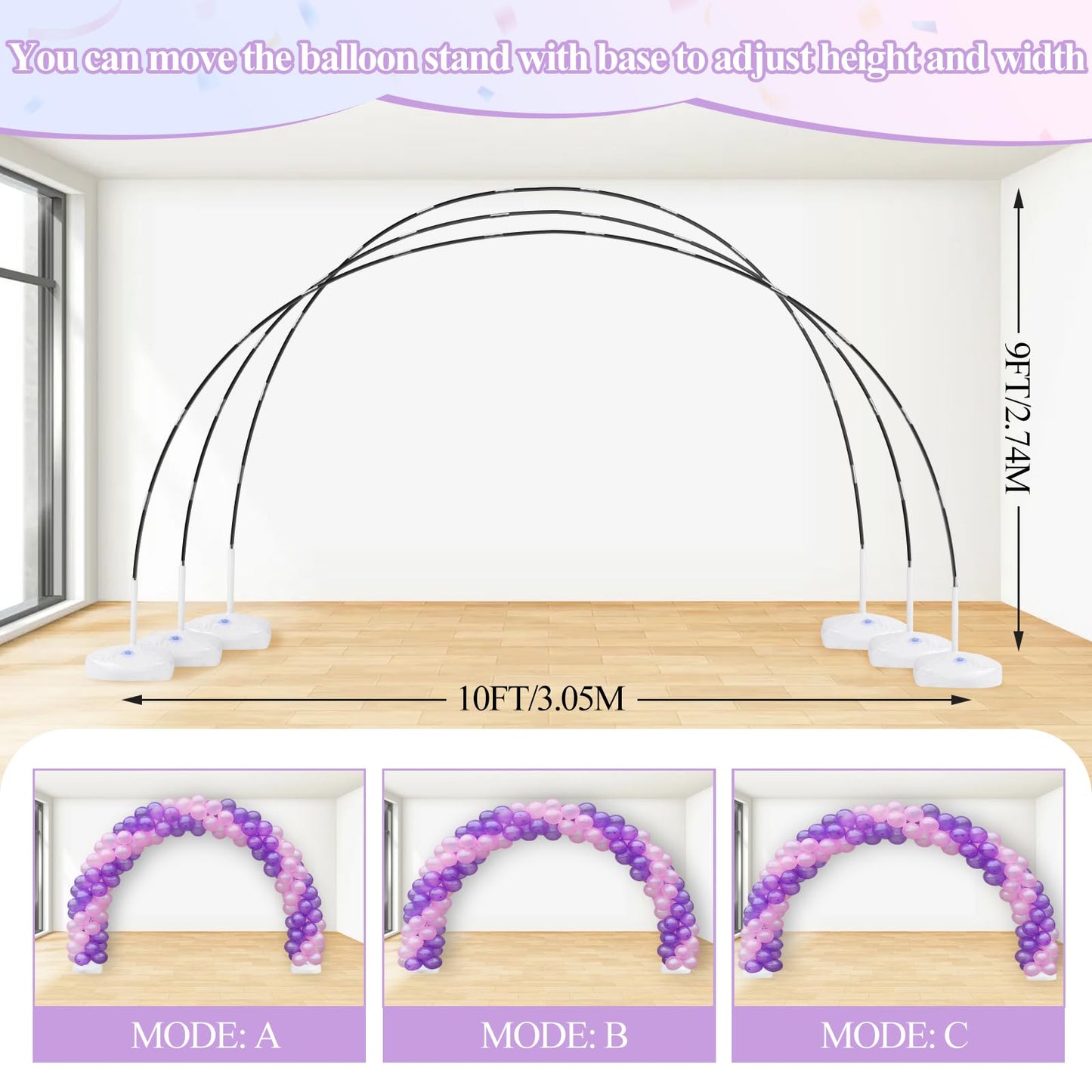 Balloon Arch Kit, 10FT Wide & 7.5FT Tall Adjustable Frame, Balloon Arch Stand ideal for Party Decorations – Wedding, Birthday, Baby Shower Backdrop, Arch for Balloons, Balloons Not Included
