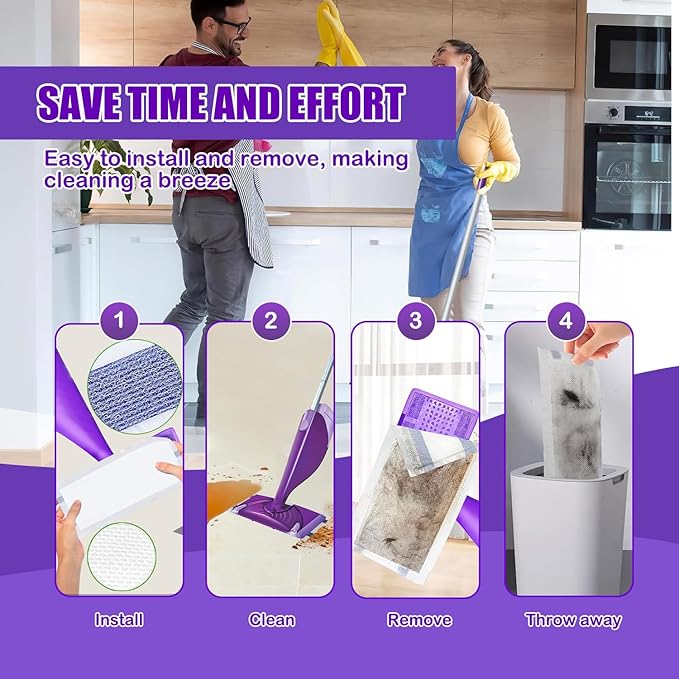 40 Pack WetJet Refills Compatible with Swiffer Mop - Wet Jet Pads for Household Cleaning, for Swiffer Wet Pads Refill, 4 Layers Thickened & Durable | Heavy-Duty Absorbent | Strong Stickiness
