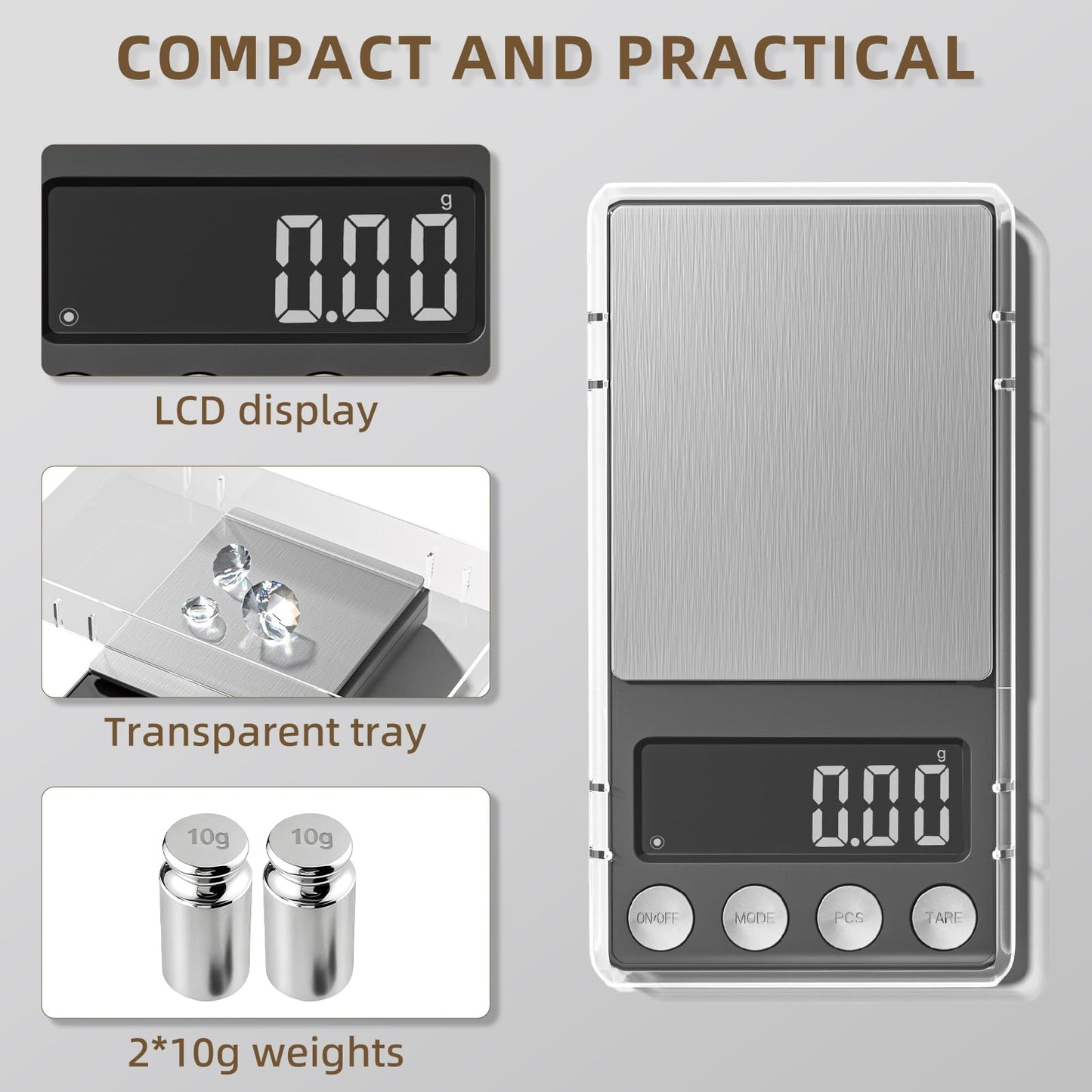 SKEAP Digital Coin Scale, Gram Scale 0.01g Accuracy for Coin Collectors, Bank Tellers and Home Use, Ideal Scale for Gold and Jewelry, 200g Capacity with Calibration Weight